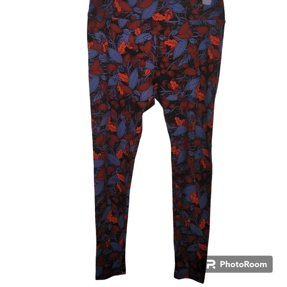 LuLaRoe Red and Blue Leaves Leggings
